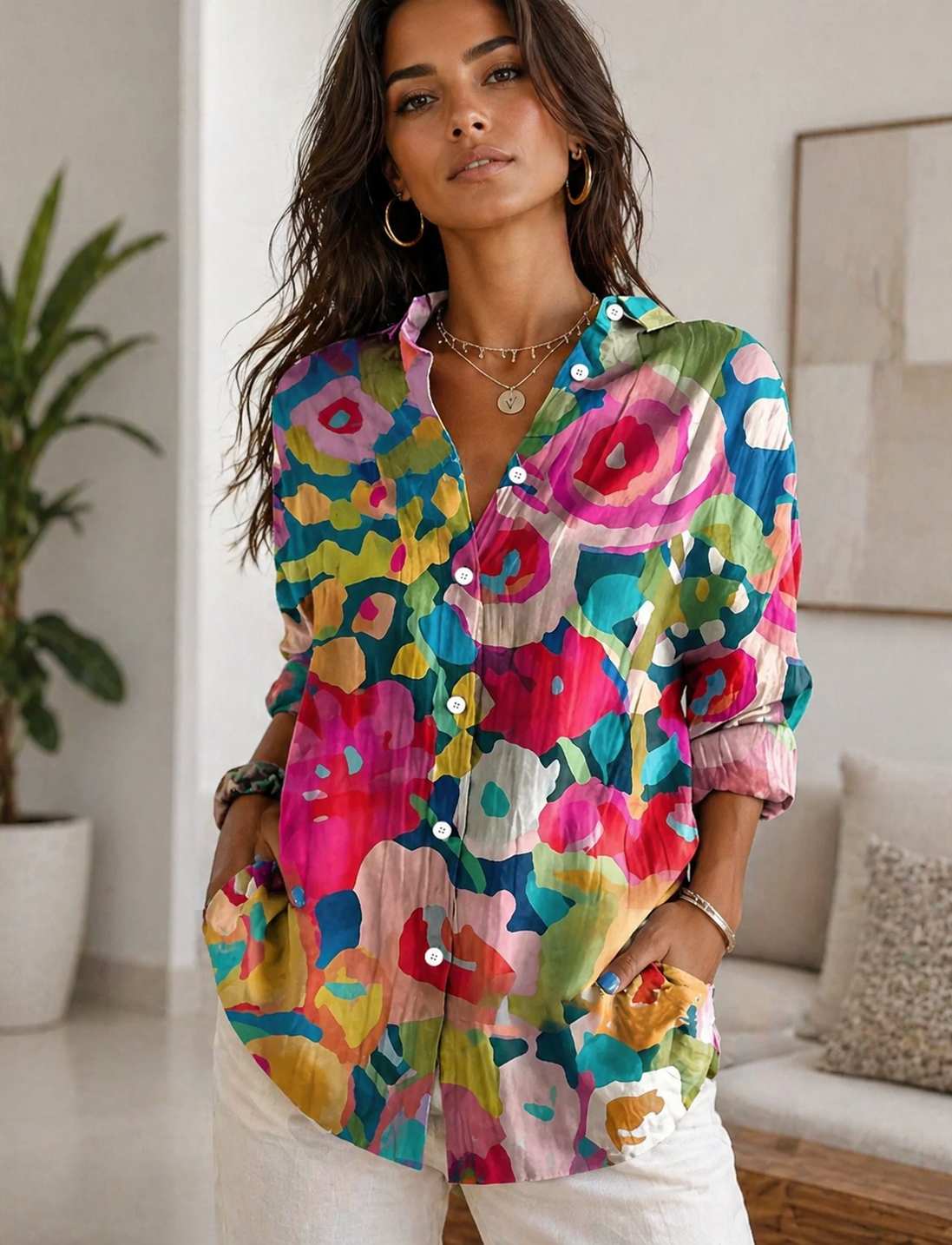 Melisa - Blusa con patrones coloridos