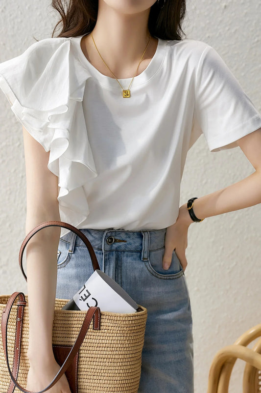 Rose - Camiseta de volantes elegantes