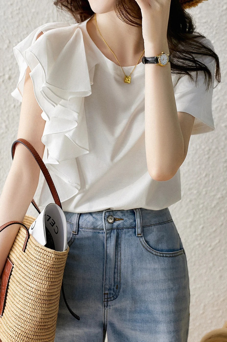 Rose - Camiseta de volantes elegantes