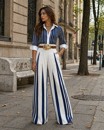 Valentina - Conjunto elegante de rayas sofisticadas