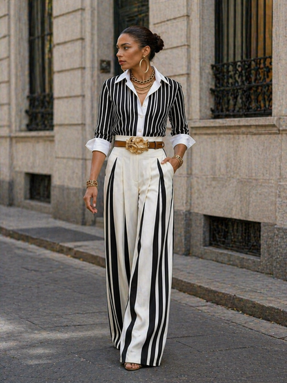 Valentina - Conjunto elegante de rayas sofisticadas